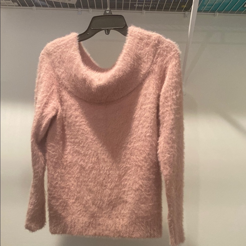 Iris Pink Cowl Neck Sweater Plush Knit